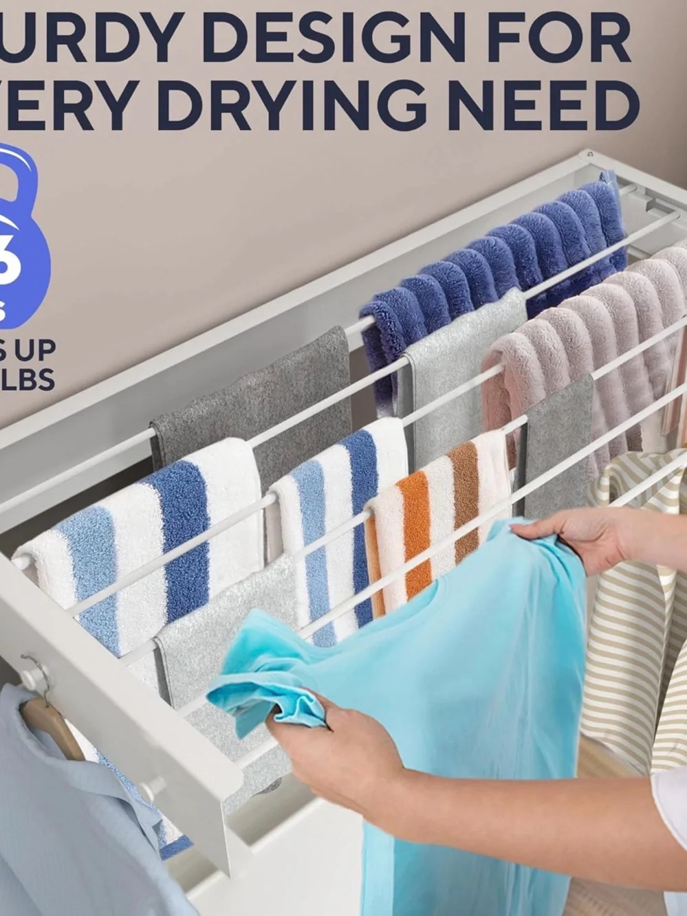 Wall-Mount Retractable Drying Rack in White